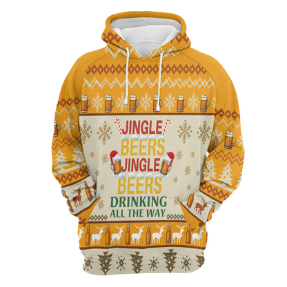 Beer Premium Christmas Hoodie, Jingle Beers Drinking All The Way Christmas Unisex Hoodie For Men & Women - Perfect Gift For Christmas, Beer Lovers