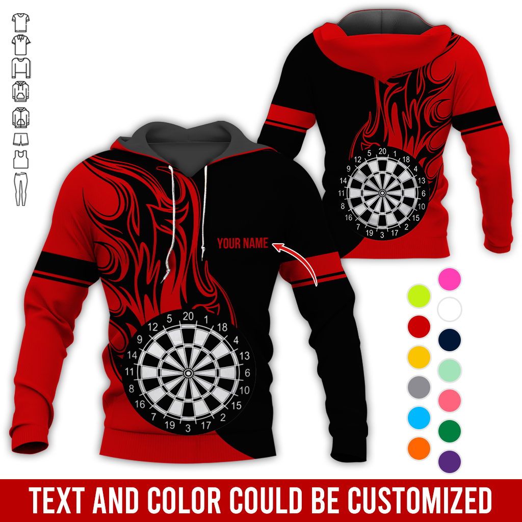 Personalized Name Darts Premium Hoodie, Fire Dartsboards Pattern Hoodie For Men & Women, Perfect Gift For Darts Lovers, Friend, Family