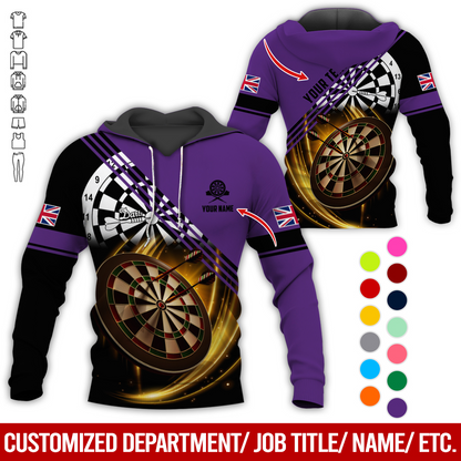 Customized Flag Darts Premium Hoodie, Personalized National Flag & Darts Pattern Hoodie For Men & Women, Perfect Gift For Darts Lovers, Friend, Family