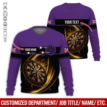 Customized Darts Sweatshirt, Personalized The National Flag Pattern Sweatshirt For Men & Women, Perfect Gift For Darts Lovers, Friend, Family