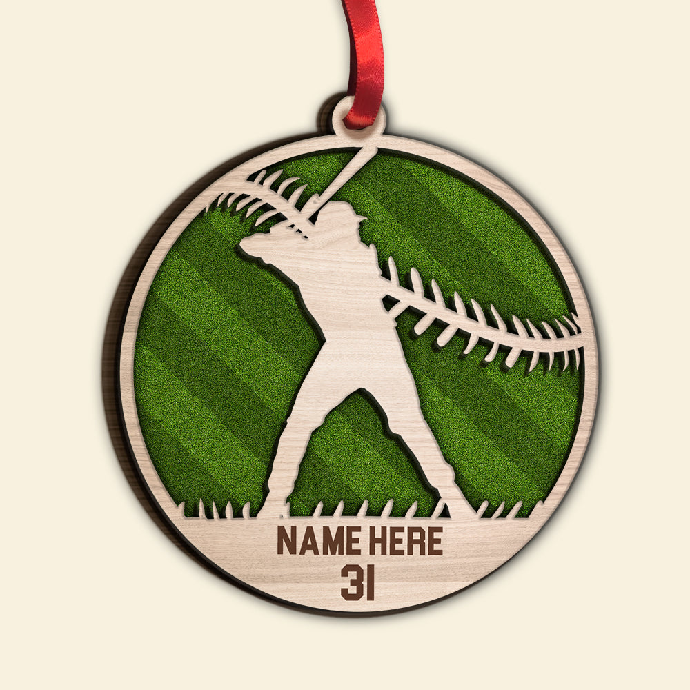 Custom Baseball Wooden Ornament, Personalized Baseball Player Name & Number Wood Ornament - Perfect Gift For Baseball Lover, Christmas, New Year