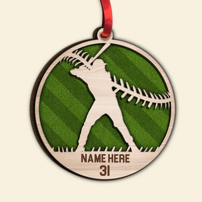 Custom Baseball Wooden Ornament, Personalized Baseball Player Name & Number Wood Ornament - Perfect Gift For Baseball Lover, Christmas, New Year