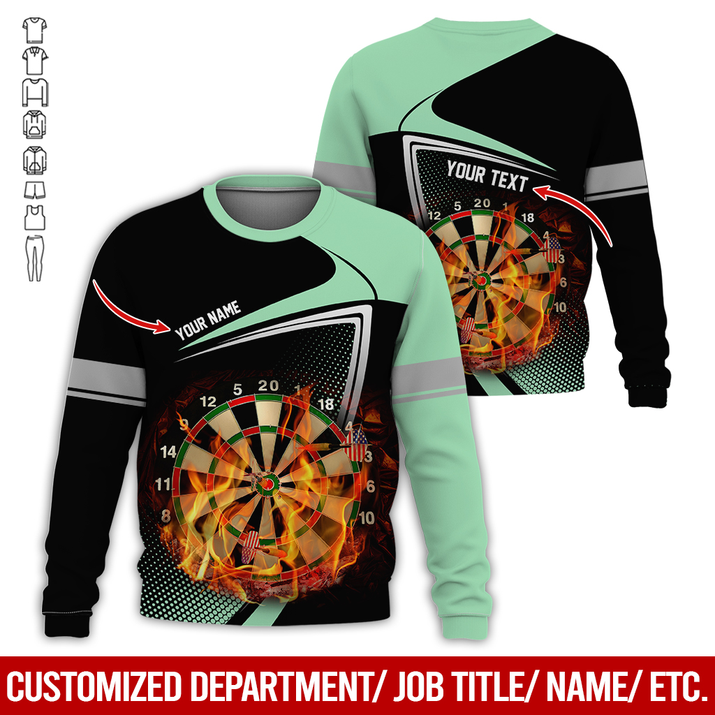 Customized Darts Sweatshirt, Flaming Dartboards Pattern Black & White Sweatshirt For Men & Women, Perfect Gift For Darts Lovers, Friend, Family