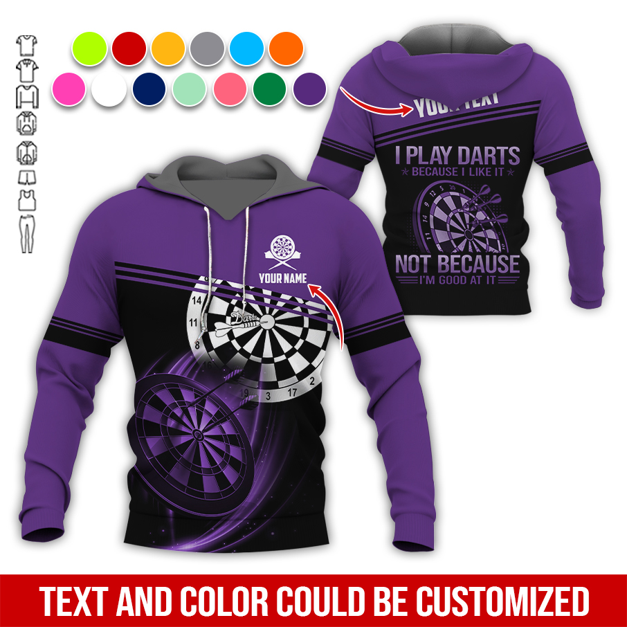 Customized Name & Text Darts Premium Hoodie, I Play Darts Because I Like It Hoodie For Men & Woman, Perfect Gift For Darts Lovers, Darts Player