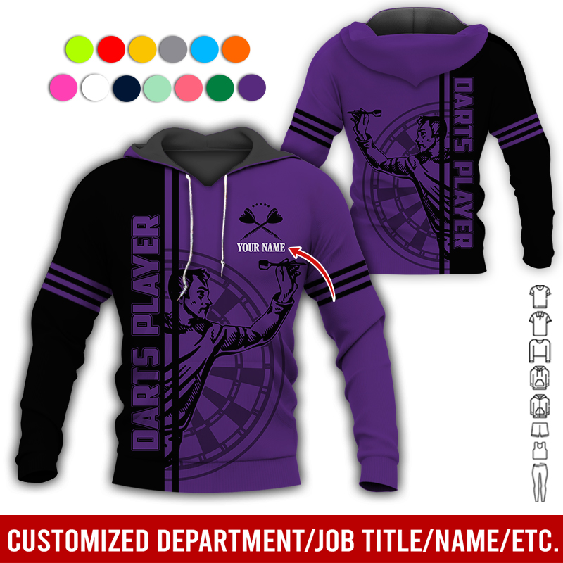 Customized Darts Premium Hoodie, Men Playing Darts Pattern Hoodie For Men & Women, Perfect Gift For Darts Lovers, Friend, Family