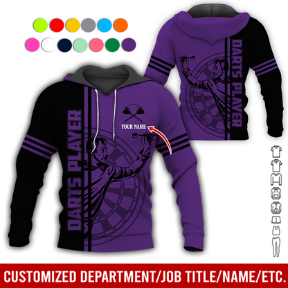Customized Darts Premium Hoodie, Men Playing Darts Pattern Hoodie For Men & Women, Perfect Gift For Darts Lovers, Friend, Family