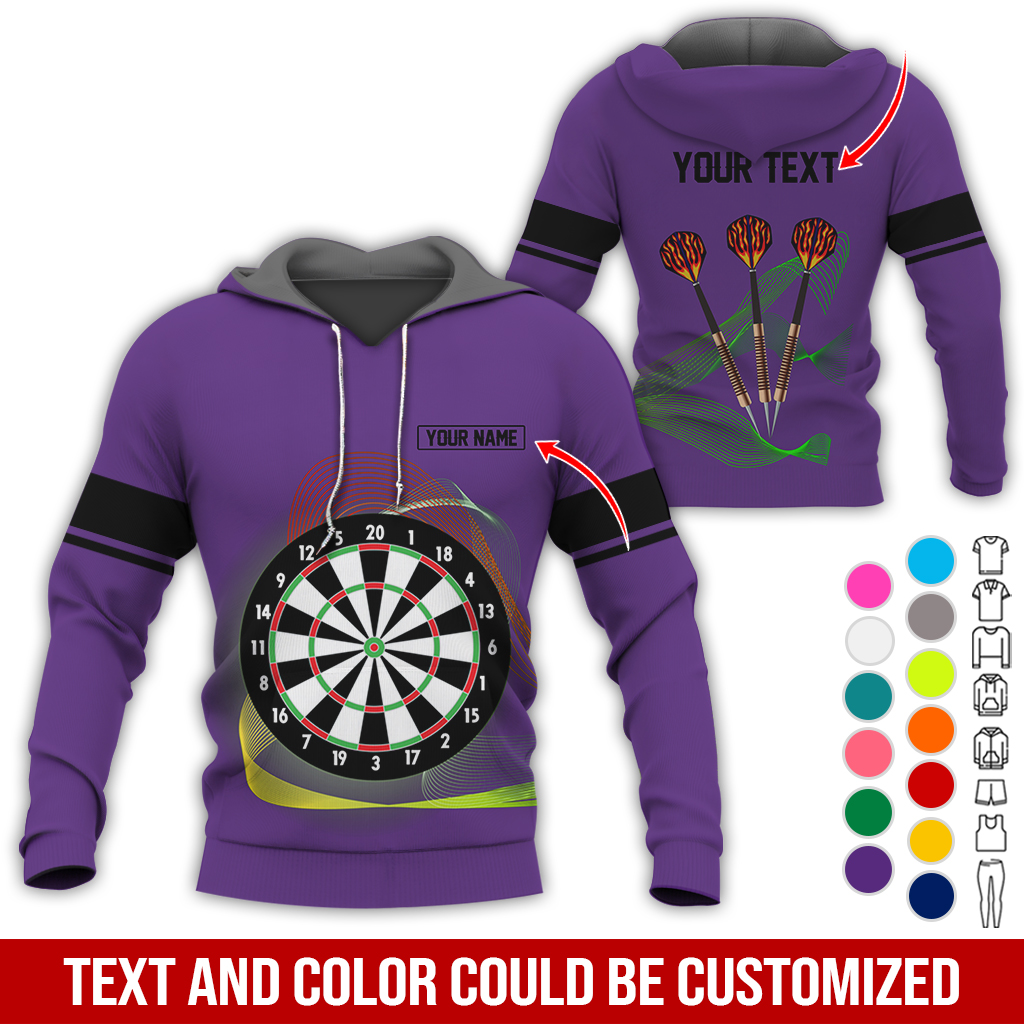 Customized Darts Premium Hoodie, Personalized Name & Text Hoodie, Black Line Pattern Hoodie For Men & Women, Perfect Gift For Darts Lovers, Friend, Family