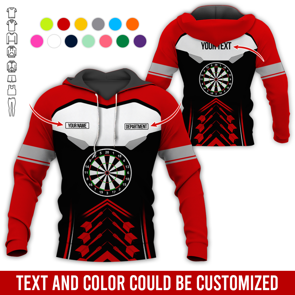 Customized Name, Text & Department Darts Premium Hoodie, Black & White Pattern Darts Hoodie, Perfect Gift For Darts Lovers, Darts Player