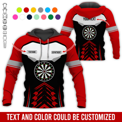 Customized Name, Text & Department Darts Premium Hoodie, Black & White Pattern Darts Hoodie, Perfect Gift For Darts Lovers, Darts Player