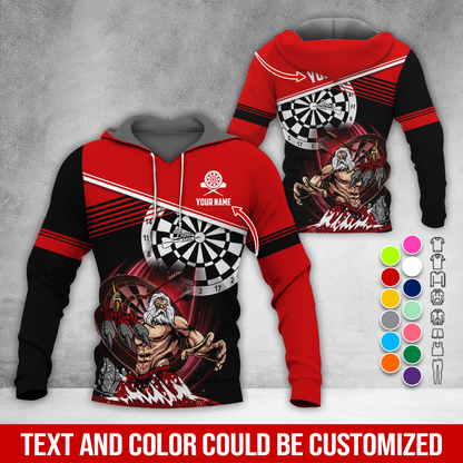 Customized Name & Text Darts Premium Hoodie, Poseidon Pattern Darts Hoodie, Perfect Gift For Darts Lovers, Darts Player