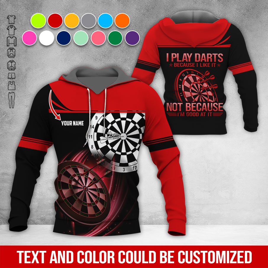 Customized Name Darts Premium Hoodie, I Play Darts Because I Like It Darts Hoodie, Perfect Gift For Darts Lovers, Darts Player