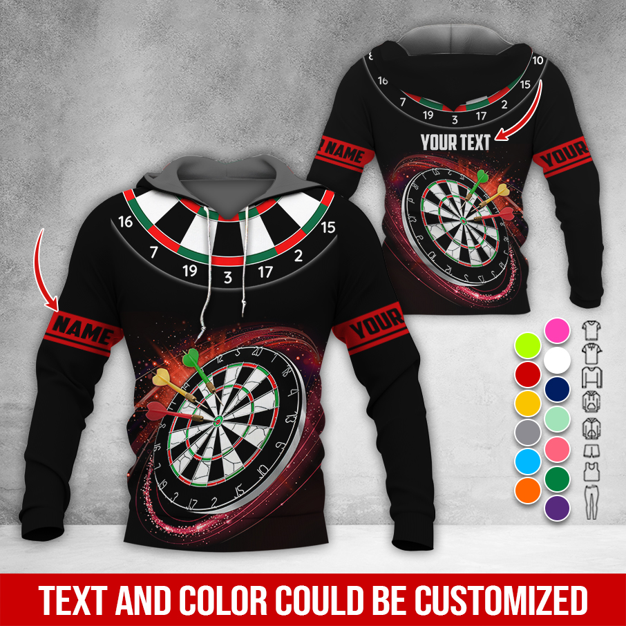 Customized Name & Text Darts Premium Hoodie, Black Pattern Darts Hoodie, Perfect Gift For Darts Lovers, Darts Player