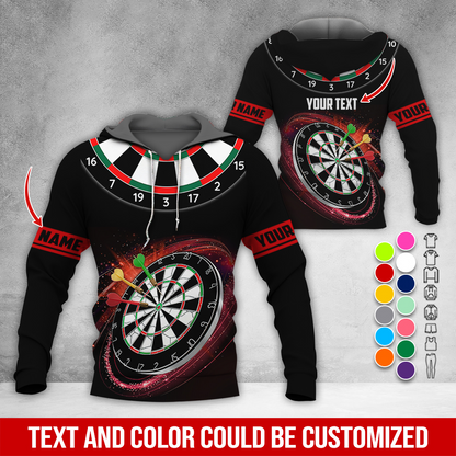 Customized Name & Text Darts Premium Hoodie, Black Pattern Darts Hoodie, Perfect Gift For Darts Lovers, Darts Player
