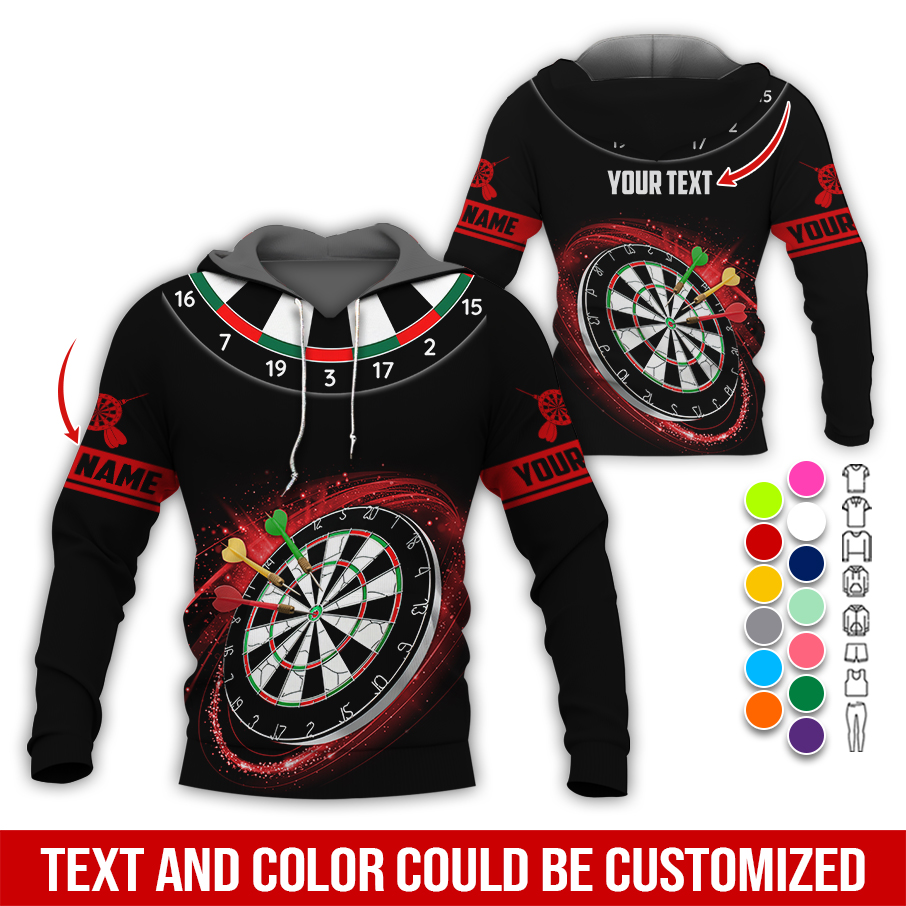 Customized Name & Text Darts Premium Hoodie, Darts Pattern Black Hoodie, Perfect Gift For Darts Lovers, Friend, Family