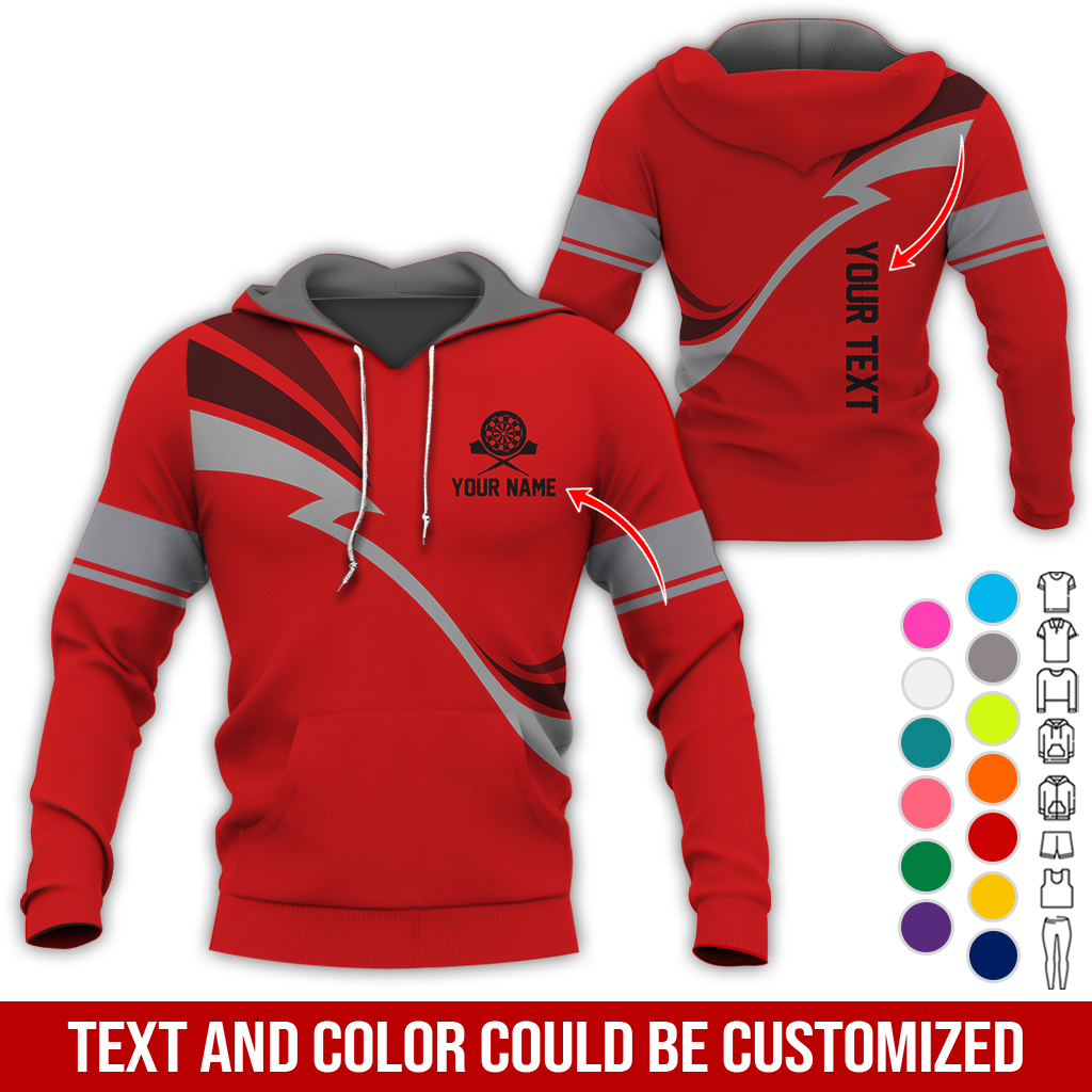 Personalized Darts Premium Hoodie, Customized Name & Text Lightning Pattern Darts Hoodie, Perfect Gift For Darts Lovers, Friend, Family
