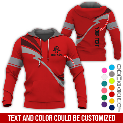 Personalized Darts Premium Hoodie, Customized Name & Text Lightning Pattern Darts Hoodie, Perfect Gift For Darts Lovers, Friend, Family