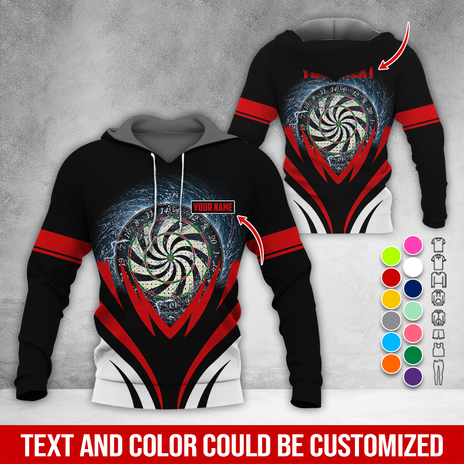 Customized Name & Text Darts Thunder Premium Hoodie, Thunder Vortex Darts Pattern Hoodie, Perfect Gift For Darts Lovers, Friend, Family