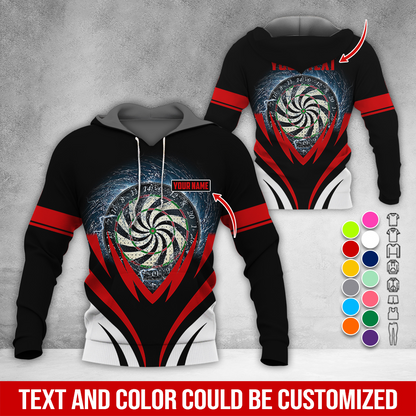 Customized Name & Text Darts Thunder Premium Hoodie, Thunder Vortex Darts Pattern Hoodie, Perfect Gift For Darts Lovers, Friend, Family