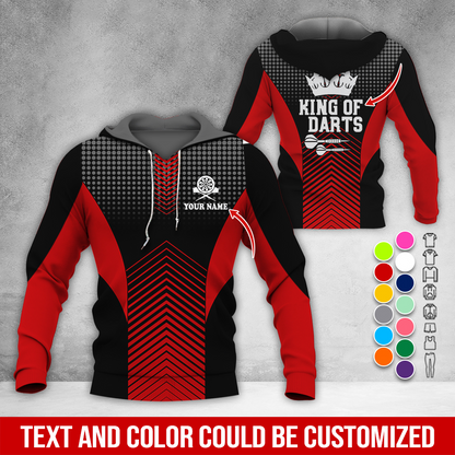 Customized Name & Text Darts Premium Hoodie, King Of Darts, Spot Pattern Hoodie, Perfect Gift For Darts Lovers, Darts Player