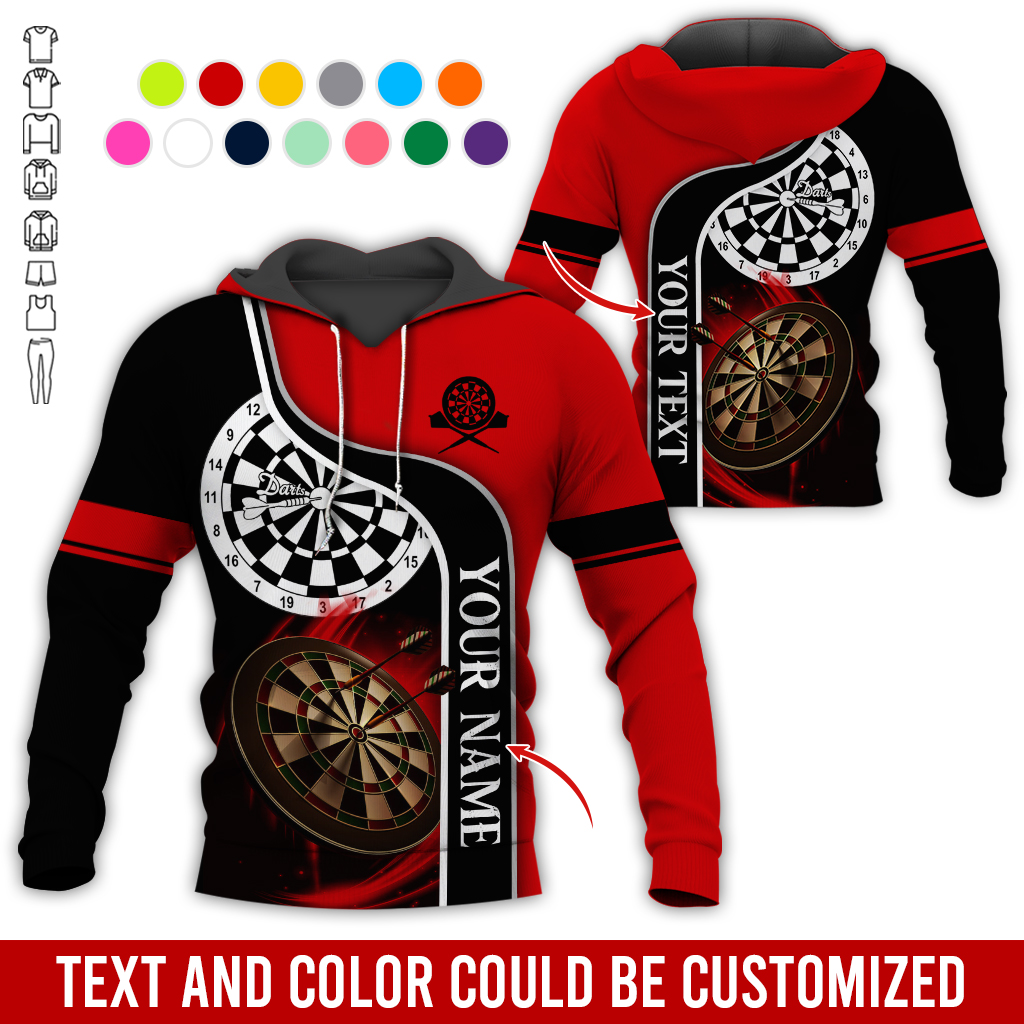Customized Darts Premium Hoodie, Personalized Name & Text Darts Black Hoodie, Perfect Gift For Darts Lovers, Friend, Family