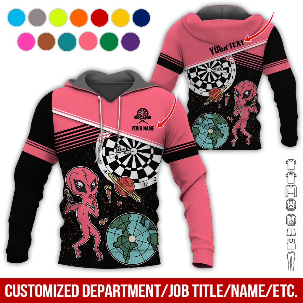 Customized Name & Text Darts Premium Hoodie, Aliens & Space Hoodie, Perfect Gift For Darts Lovers, Friend, Family