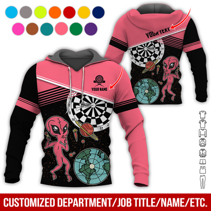Customized Name & Text Darts Premium Hoodie, Aliens & Space Hoodie, Perfect Gift For Darts Lovers, Friend, Family