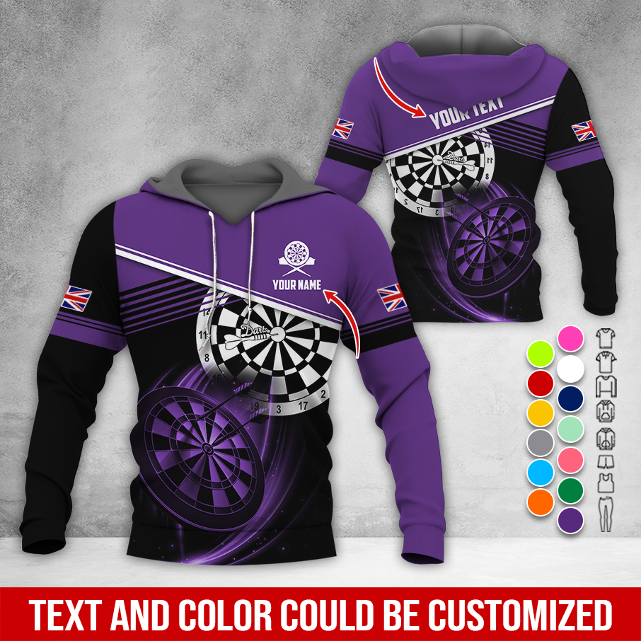 Customized Name & Text Darts Premium Hoodie, Custom Your Flag Hoodie, Perfect Gift For Darts Lovers, Friend, Family