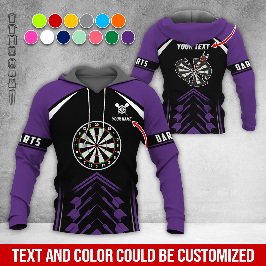 Personalized Name & Text Darts Premium Hoodie, Broken Darts Pattern Hoodie, Perfect Gift For Darts Lovers, Friend, Family