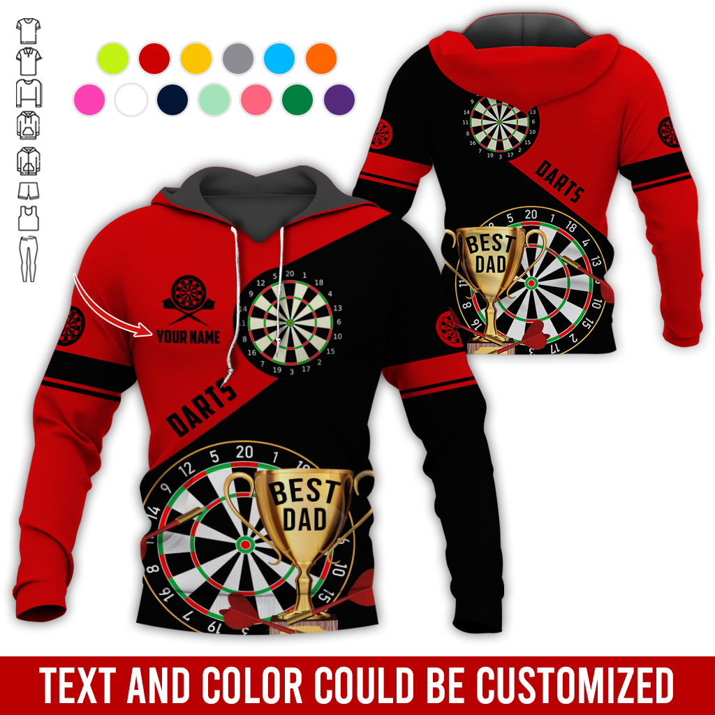 Personalized Darts Best Dad Premium Hoodie, Customized Name Darts Hoodie, Perfect Gift For Darts Lovers, Darts Player