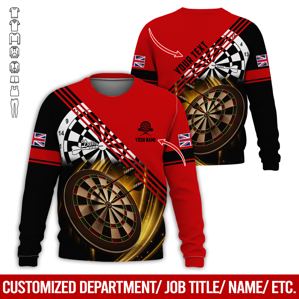 Customized Darts Sweatshirt, Personalized National Flag & Darts Pattern Sweatshirt For Men & Women, Perfect Gift For Darts Lovers, Friend, Family