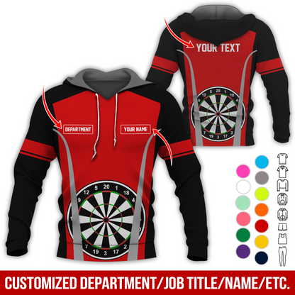 Personalized Name, Text & Department Darts Premium Hoodie, Play Darts Pattern Hoodie, Perfect Gift For Darts Lovers, Friend, Family