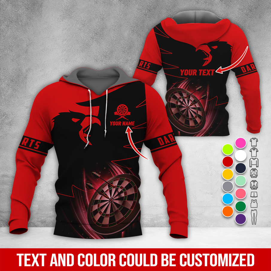 Personalized Darts Black Raven Premium Hoodie, Customized Name & Text Darts Hoodie, Perfect Gift For Darts Lovers, Darts Player