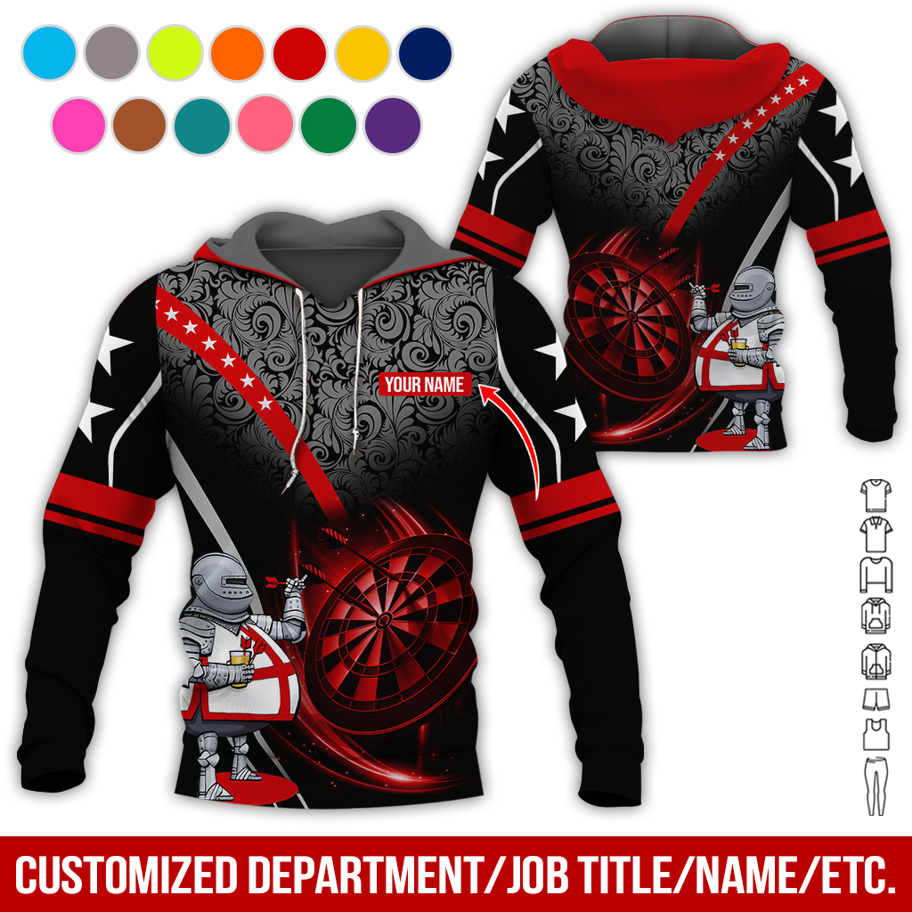 Personalized Darts Knight Armor Premium Hoodie, Customized Name Darts Tropical Pattern Hoodie, Perfect Gift For Darts Lovers, Darts Player