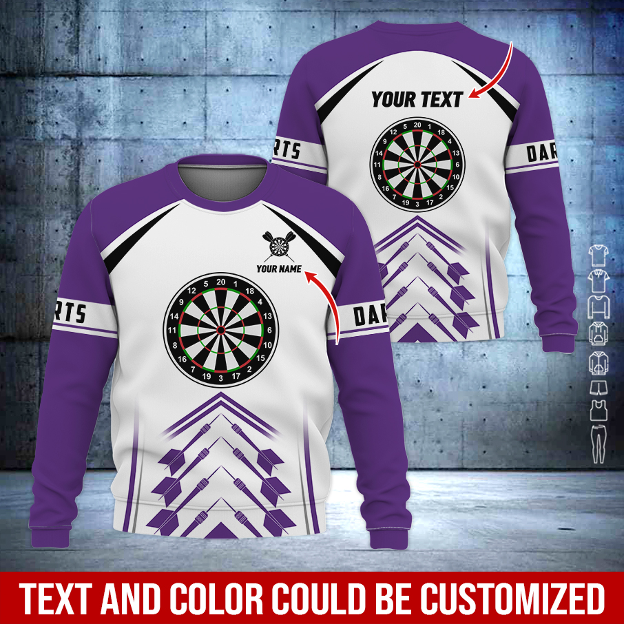 Customized Darts Sweatshirt, Dartsboards Pattern Sweatshirt White For Men & Women, Perfect Gift For Darts Lovers, Darts Player