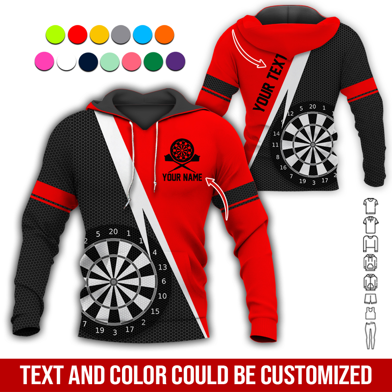 Customized Name & Text Darts Premium Hoodie, Spot Pattern Darts Black Hoodie, Perfect Gift For Darts Lovers, Darts Player
