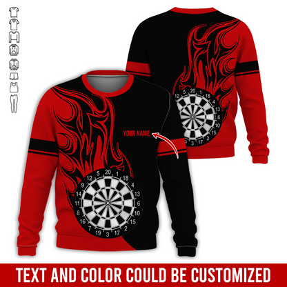 Customized Darts Sweatshirt, Personalized Name Sweatshirt, Fire Dartsboards Pattern Sweatshirt For Men & Women, Perfect Gift For Darts Lovers, Friend, Family