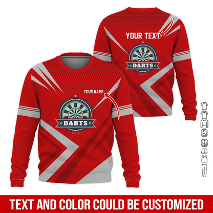 Customized Darts Sweatshirt, Personalized Name & Text Sweatshirt, 3 Star Darts Pattern Sweatshirt, Perfect Gift For Darts Lovers, Friend, Family
