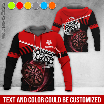 Customized Name & Text Darts Premium Hoodie, White Line & Darts Pattern Hoodie, Perfect Gift For Darts Lovers, Darts Player
