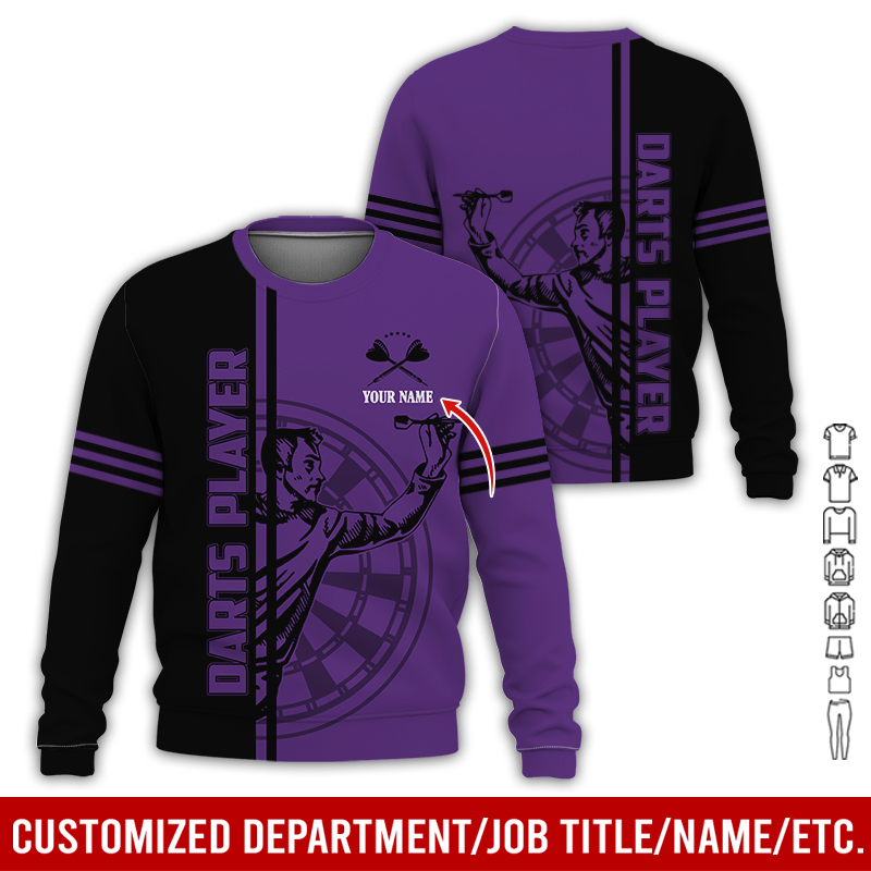 Customized Darts Sweatshirt, Men Playing Darts Pattern Sweatshirt For Men & Women, Perfect Gift For Darts Lovers, Friend, Family