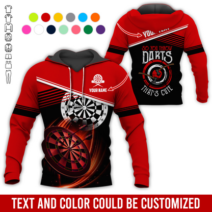 Customized Name & Text Darts Premium Hoodie, So You Throw Darts That's Cute Darts Hoodie, Perfect Gift For Darts Lovers, Darts Player