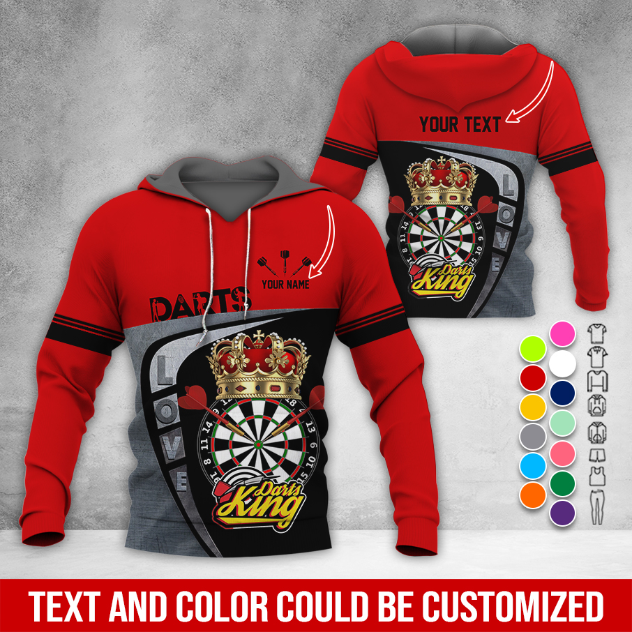 Customized Darts Premium Hoodie, Personalized Name & Text Darts Hoodie, Darts King Hoodie, Perfect Gift For Darts Lovers, Friend, Family