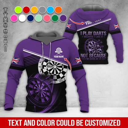 Customized Name & Text Darts Premium Hoodie, Custom National Flag, I Like Darts Hoodie For Men & Women, Perfect Gift For Darts Lovers, Darts Player