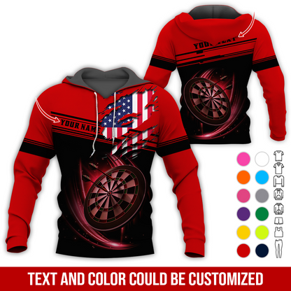 Personalized American Flag Darts Premium Hoodie ,Customized Name & Text Darts Premium Hoodie, Perfect Gift For Darts Lovers, Darts Player