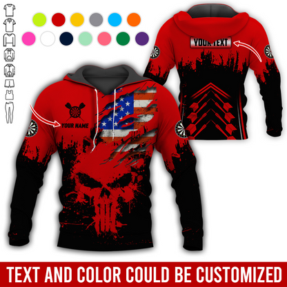 Customized Name & Text Darts Premium Hoodie, Custom National Flag Darts Hoodie For Men & Women, Perfect Gift For Darts Lovers, Darts Player