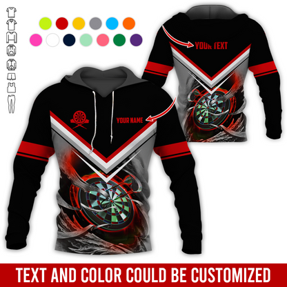Customized Name & Text Darts Premium Hoodie, Darts And Smoke Pattern Hoodie, Perfect Gift For Darts Lovers, Darts Player