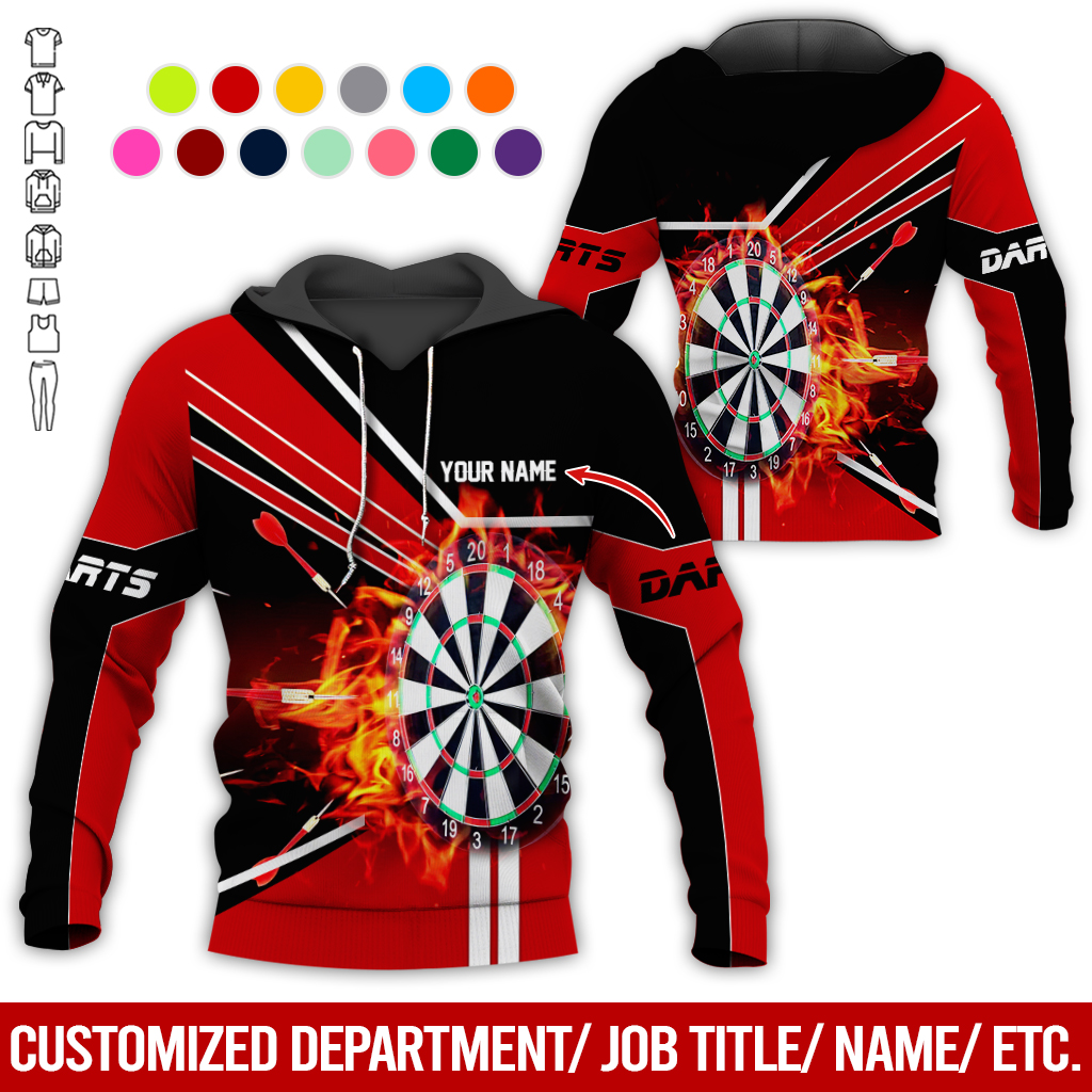 Customized Darts Flaming Premium Hoodie, Personalized Name Darts Hoodie, Perfect Gift For Darts Lovers, Darts Player