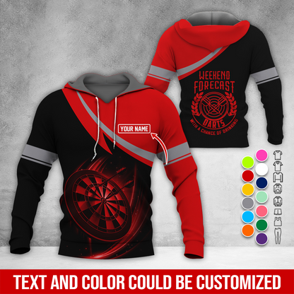 Customized Name Darts Premium Hoodie, Weekend Forrecast Darts Black Hoodie, Perfect Gift For Darts Lovers, Friend, Family