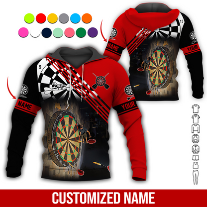 Customized Name Darts Premium Hoodie, Giant Dartboards Black Hoodie, Perfect Gift For Darts Lovers, Friend, Family
