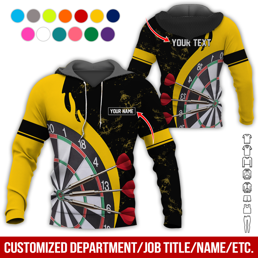 Customized Name & Text Darts Premium Hoodie, Darts & Moss Pattern Hoodie, Perfect Gift For Darts Lovers, Friend, Family
