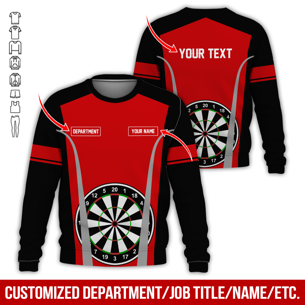Customized Darts Sweatshirt, Personalized Name, Text & Department Sweatshirt, Play Darts Pattern Sweatshirt, Perfect Gift For Darts Lovers, Friend, Family